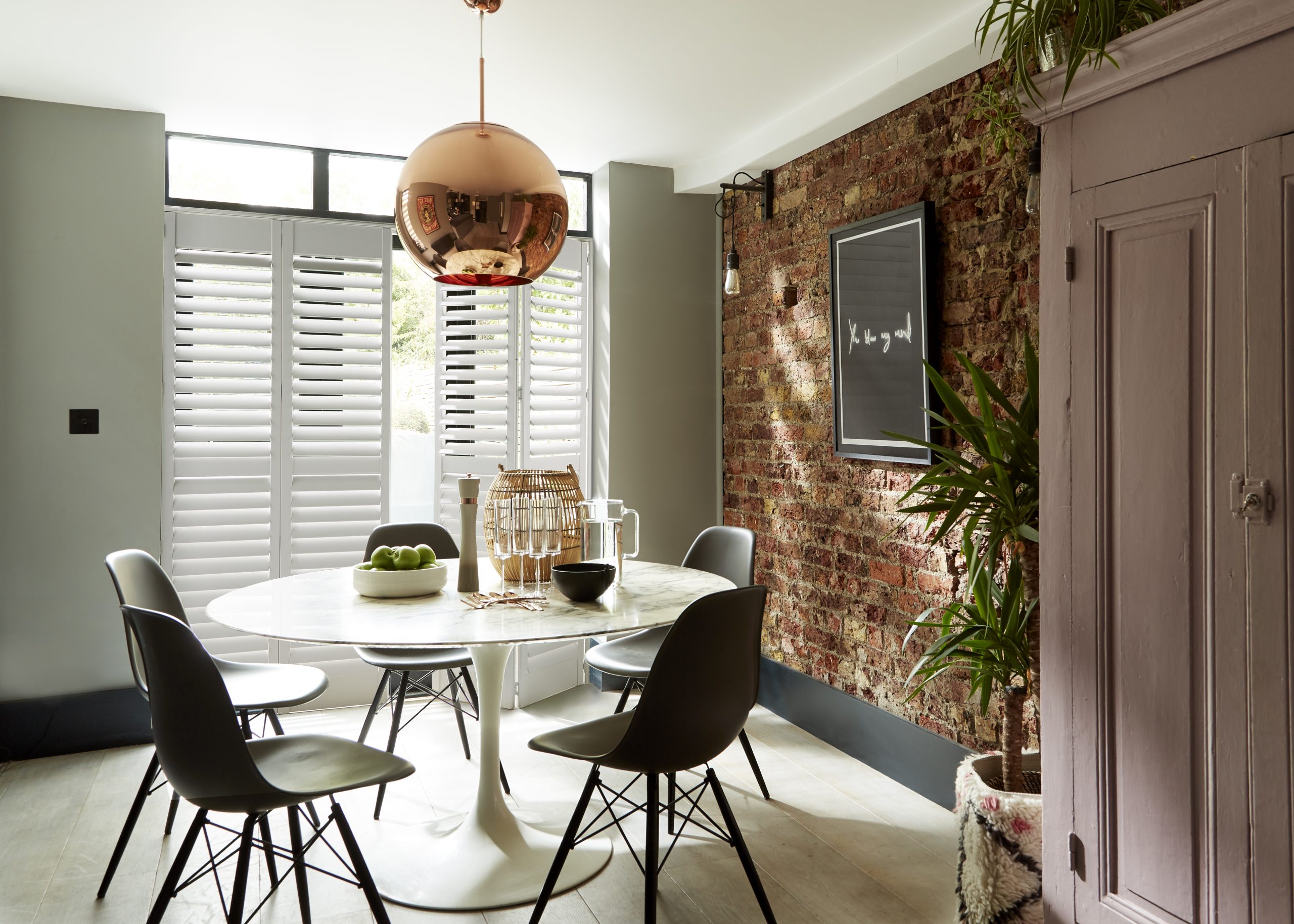 kitchen and dining room wooden shutters